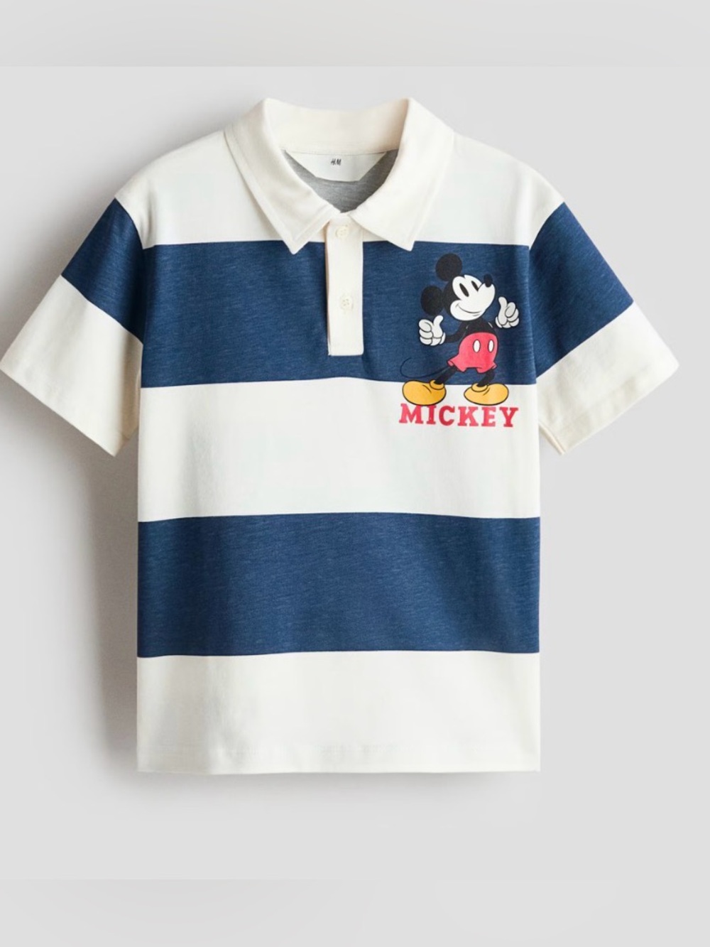 NWT H&M Toddler Mickey Stripe Polo Shirt - White & Navy Size 2T Boys